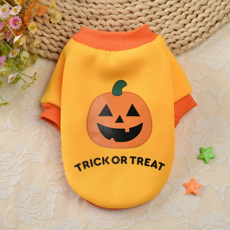 Halloween Pumpkin Skull Pet Teddy Small Dog Autumn Winter Sweater - Pimmbi