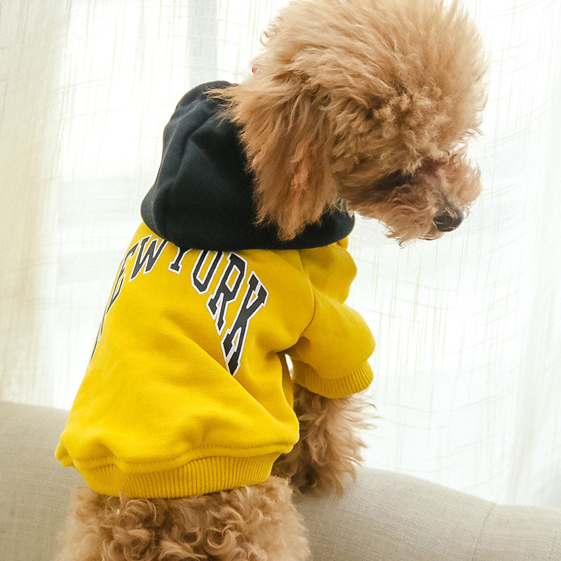 Pet Terry Cotton Casual Hooded Letter Sweatshirt - Pimmbi