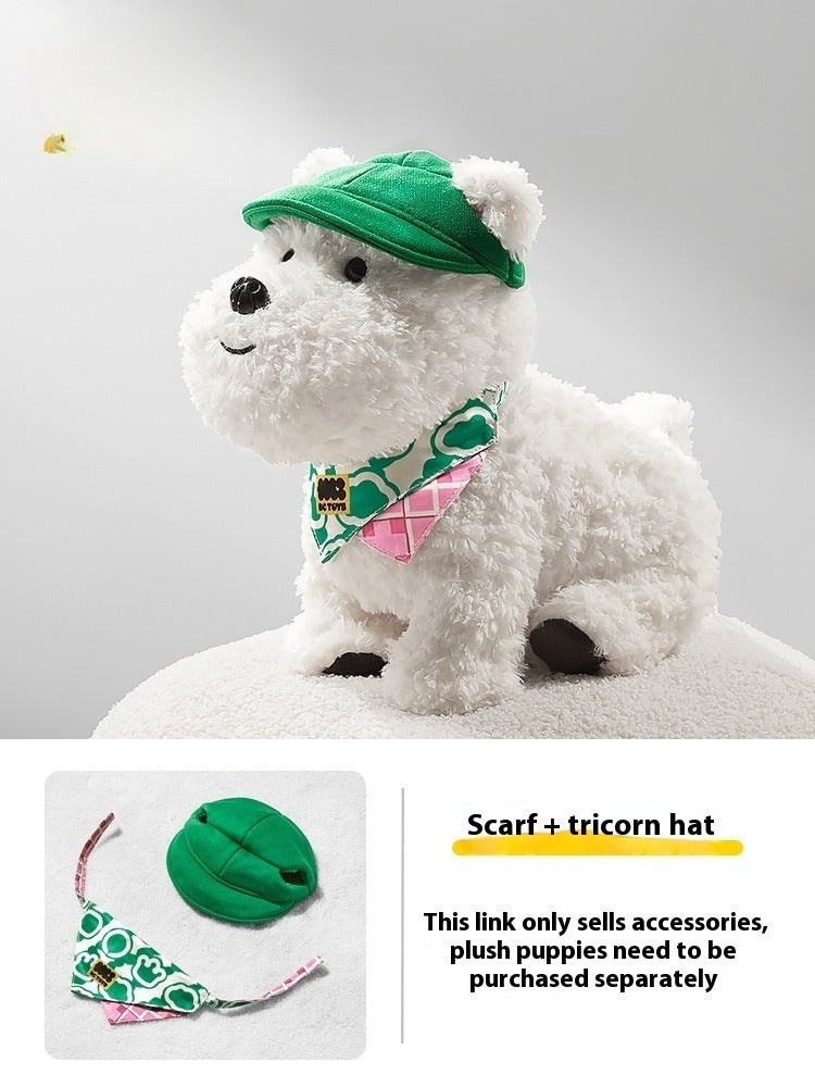 Babycare West Highland Plush Puppy Command Dog Scarf Hat Dog Clothes Set - Pimmbi