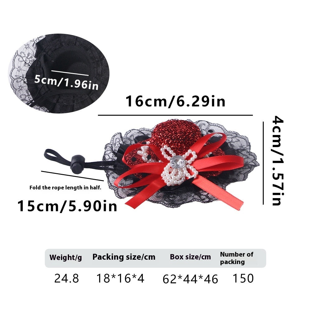 Pet Lace Hat Cat Photo Dress Up Hair Accessories - Pimmbi