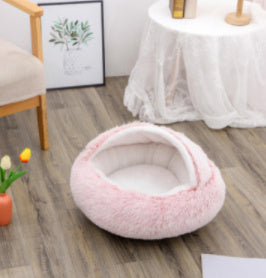 2 In 1 Dog And Cat Bed Pet Winter Bed Round Plush Warm Bed House Soft Long Plush Pets Bed Pet Products - Pimmbi
