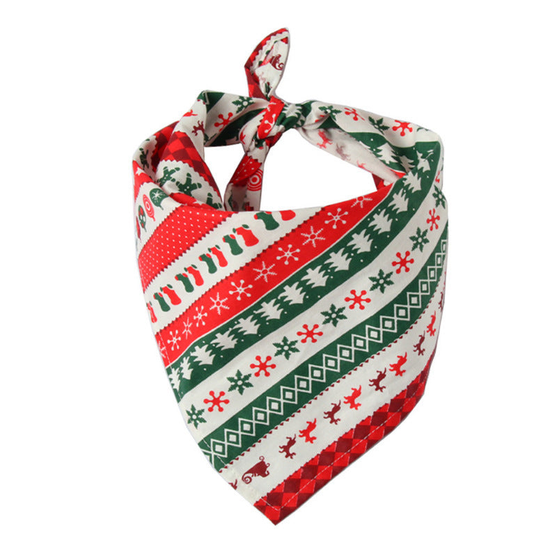 Pet Dog Christmas Print Triangle Scarf - Pimmbi