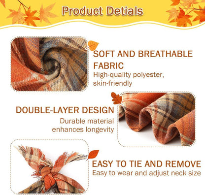 Vivifying Fall Dog Bandana With Tassels Edges Classic Plaid Triangle Dog Apparel Accessories Unny Dog Scarf Costume For Thanksgiving Photo Prop  And Party Decor - Pimmbi