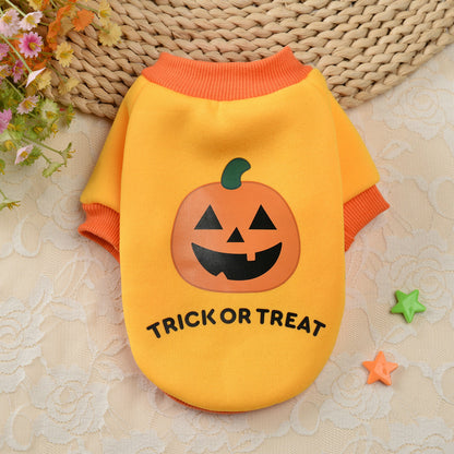 Halloween Pumpkin Skull Pet Teddy Small Dog Autumn Winter Sweater - Pimmbi