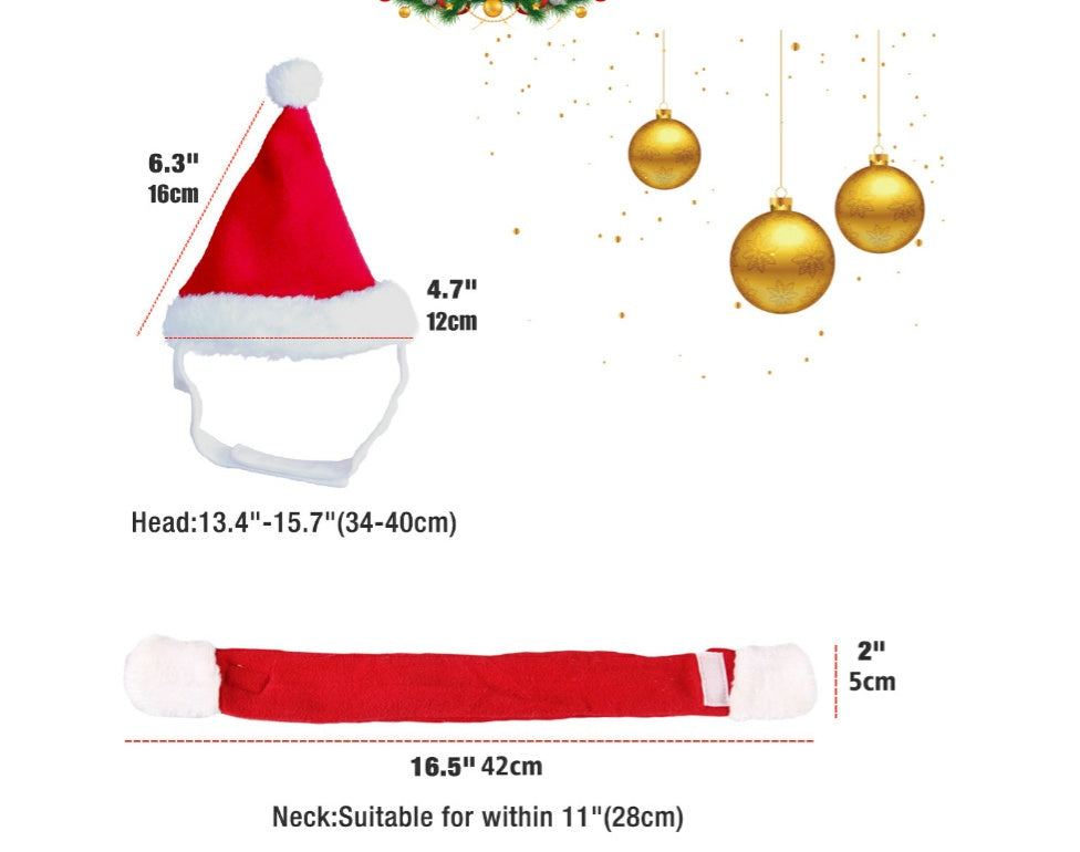 Pet supplies Christmas hat scarf set cat and dog small pet - Pimmbi