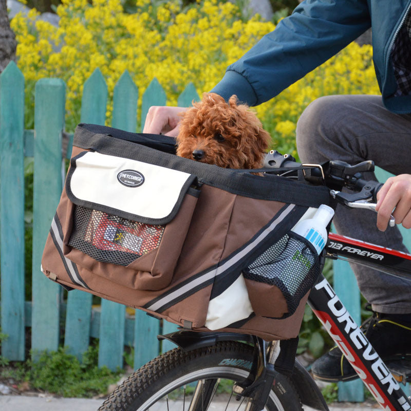 Pet Bicycle Carrier Cat Dog Bicycle Bag Bike Removable Basket Handlebar Front Basket Small Cat Dog Carrier - Pimmbi