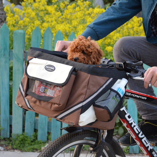 Pet Bicycle Carrier Cat Dog Bicycle Bag Bike Removable Basket Handlebar Front Basket Small Cat Dog Carrier - Pimmbi