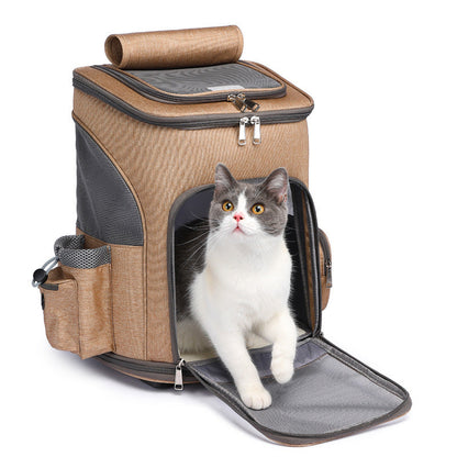 Portable Folding Trolley Pet Backpack Traveling Cat Backpack With Universal Wheel Trolley Pet Bag - Pimmbi