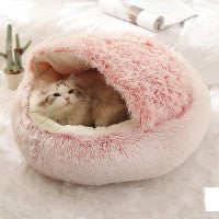 2 In 1 Dog And Cat Bed Pet Winter Bed Round Plush Warm Bed House Soft Long Plush Pets Bed Pet Products - Pimmbi