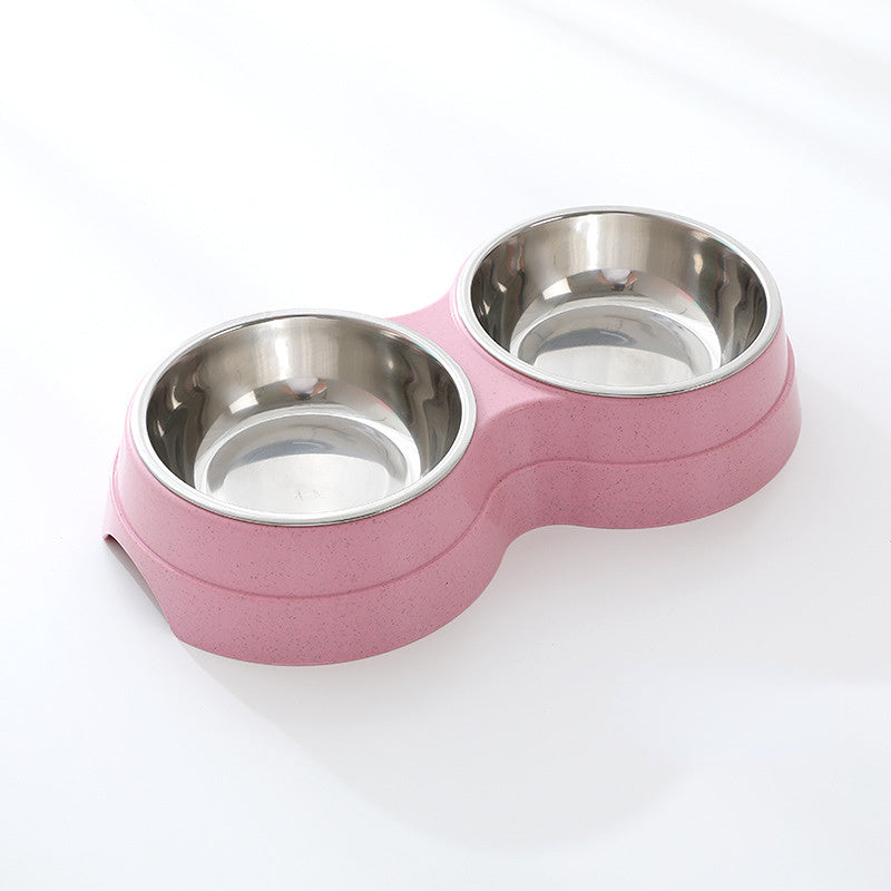 Double Pet Bowls Dog Food Water Feeder Stainless Steel Pet Drinking Dish Feeder Cat Puppy Feeding Supplies Small Dog Accessories - Pimmbi
