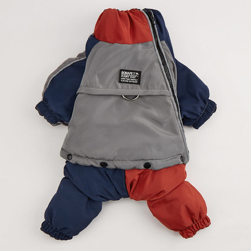 Pet Winter Color Matching Cotton-padded Clothes Dog Medium Large Dog Warm And Comfortable - Pimmbi