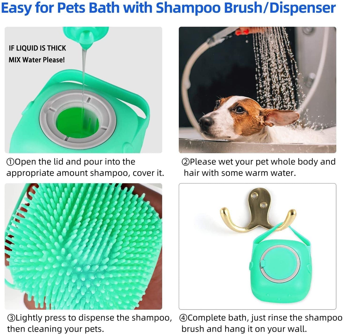 Pet Dog Shampoo Massager Brush Cat Massage Comb Grooming Scrubber Shower Brush For Bathing Short Hair Soft Silicone Brushes - Pimmbi