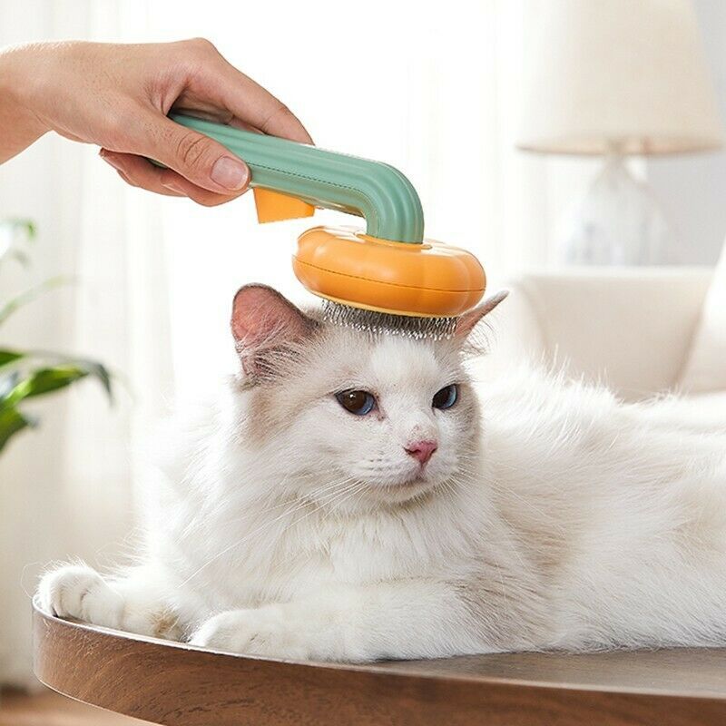 Pet Pumpkin Brush, Pet Grooming Self Cleaning Slicker Brush For Dogs Cats Puppy Rabbit, Cat Brush Grooming Gently Removes Loose Undercoat, Mats Tangled Hair Slicker Brush - Pimmbi