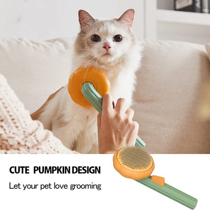 Pet Pumpkin Brush, Pet Grooming Self Cleaning Slicker Brush For Dogs Cats Puppy Rabbit, Cat Brush Grooming Gently Removes Loose Undercoat, Mats Tangled Hair Slicker Brush - Pimmbi