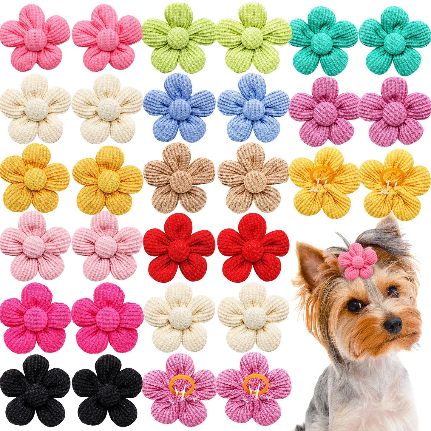 Pet Headdress Flower Spring Flower Solid Color Headdress Flower Dog Cat Accessories - Pimmbi