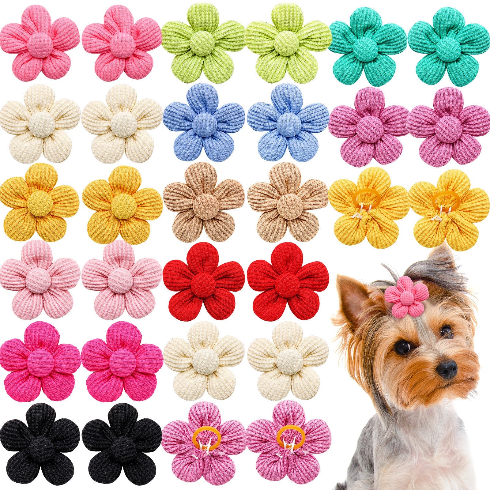 Pet Headdress Flower Spring Flower Solid Color Headdress Flower Dog Cat Accessories - Pimmbi