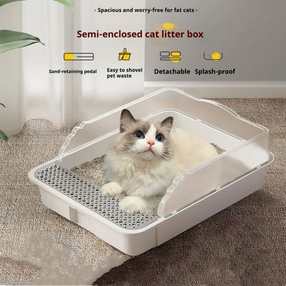 Pet Supplies Splash-proof Toilet Extra Large Cat Litter Basin Sub Semi-closed Litter Box