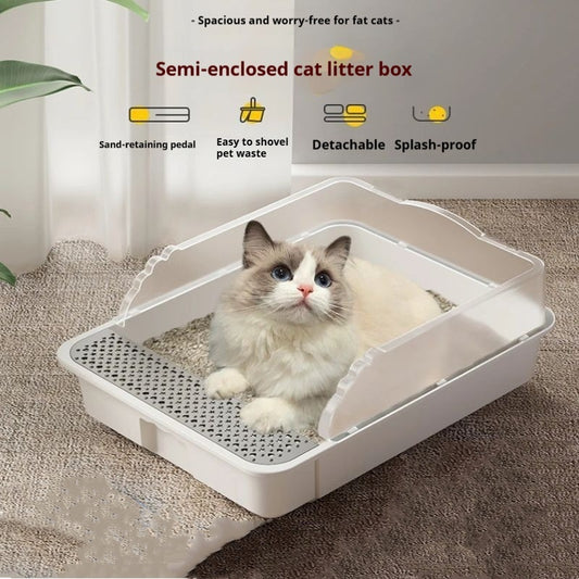 Pet Supplies Splash-proof Toilet Extra Large Cat Litter Basin Sub Semi-closed Litter Box