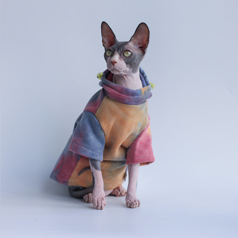 Pet Cats And Dogs Plus Velvet Warmth And Thick Tie-dye Hooded Sweater In Autumn And Winter - Pimmbi