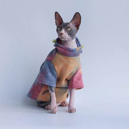 Pet Cats And Dogs Plus Velvet Warmth And Thick Tie-dye Hooded Sweater In Autumn And Winter - Pimmbi