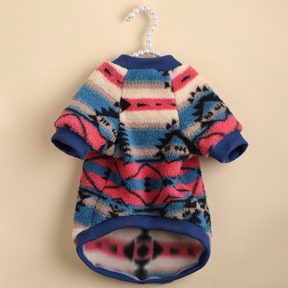 Dog Clothes Cute Stripes Fleece Sweatshirt Clothes - Pimmbi