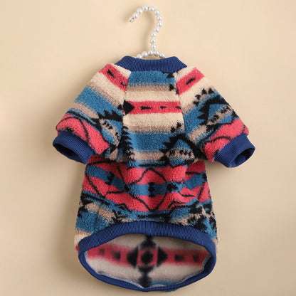 Dog Clothes Cute Stripes Fleece Sweatshirt Clothes - Pimmbi