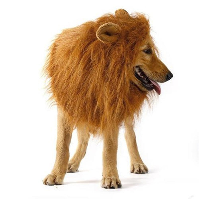 Cute Pet Cosplay Clothes Transfiguration Costume Lion Mane Winter Warm Wig Cat Large Dog Party Decoration With Ear Pet Apparel - Pimmbi