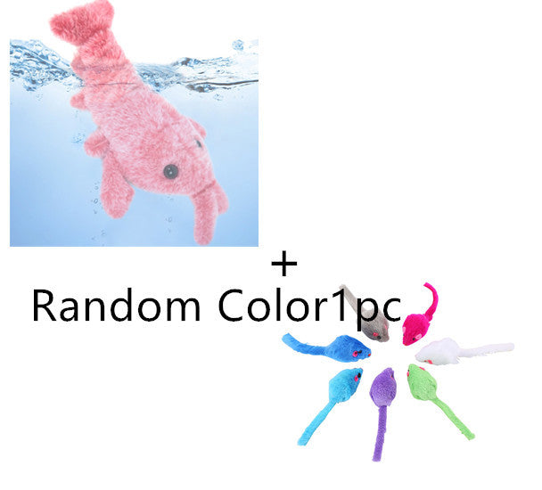Pet Toys Electric Jumping Shrimp USB Charging Simulation Lobster Funny Cat Plush Pets Toy - Pimmbi