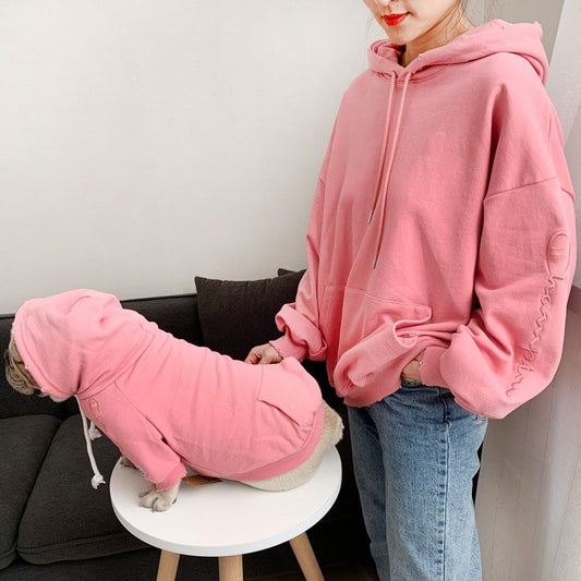 Tide Brand Plus Velvet Three-person Parent-child Dog Costume Male - Pimmbi