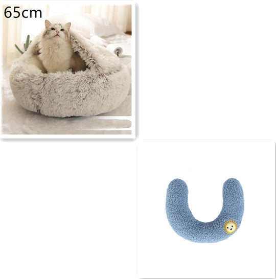 2 In 1 Dog And Cat Bed Pet Winter Bed Round Plush Warm Bed House Soft Long Plush Pets Bed Pet Products - Pimmbi