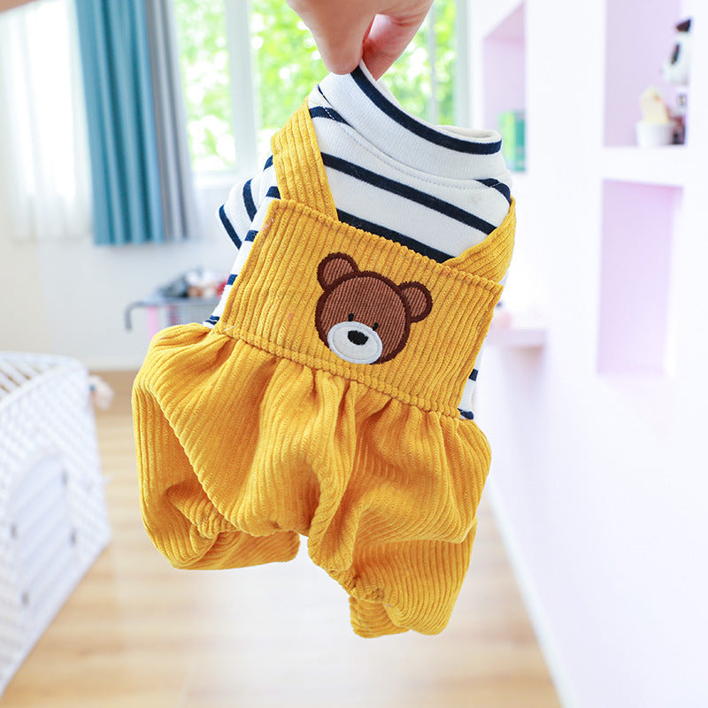 Teddy Fleece-lined Puppy Dog Clothing Four-legged Bread Bear Overalls - Pimmbi