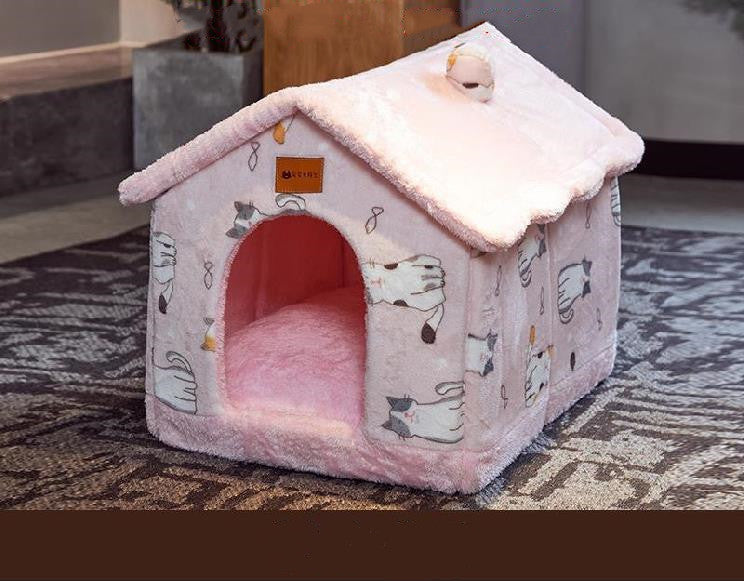 Foldable Dog House Pet Cat Bed Winter Dog Villa Sleep Kennel Removable Nest Warm Enclosed Cave Sofa Pets Supplies - Pimmbi