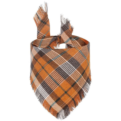 Vivifying Fall Dog Bandana With Tassels Edges Classic Plaid Triangle Dog Apparel Accessories Unny Dog Scarf Costume For Thanksgiving Photo Prop  And Party Decor - Pimmbi