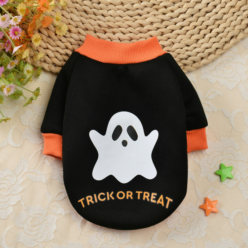 Halloween Pumpkin Skull Pet Teddy Small Dog Autumn Winter Sweater - Pimmbi