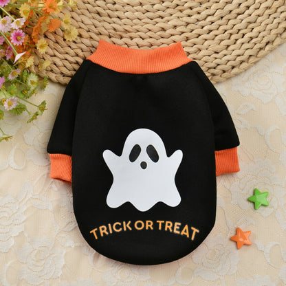 Halloween Pumpkin Skull Pet Teddy Small Dog Autumn Winter Sweater - Pimmbi