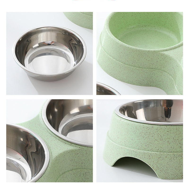 Double Pet Bowls Dog Food Water Feeder Stainless Steel Pet Drinking Dish Feeder Cat Puppy Feeding Supplies Small Dog Accessories - Pimmbi