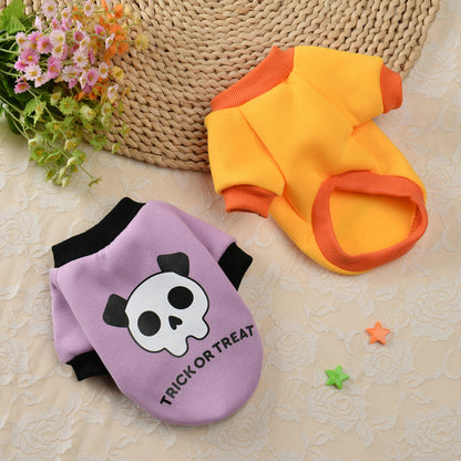 Halloween Pumpkin Skull Pet Teddy Small Dog Autumn Winter Sweater - Pimmbi