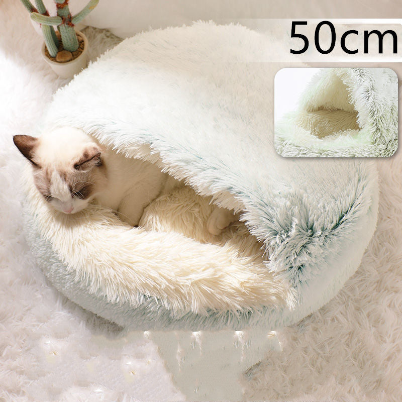 2 In 1 Dog And Cat Bed Pet Winter Bed Round Plush Warm Bed House Soft Long Plush Pets Bed Pet Products - Pimmbi