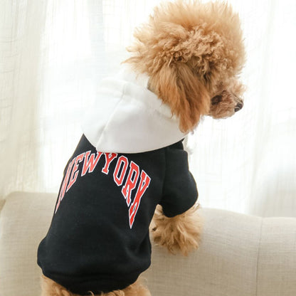 Pet Terry Cotton Casual Hooded Letter Sweatshirt - Pimmbi