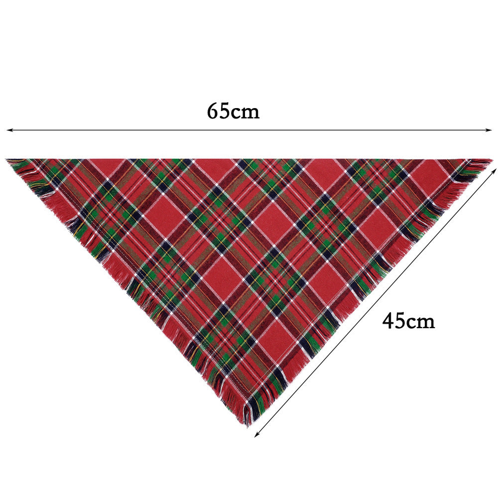 Vivifying Fall Dog Bandana With Tassels Edges Classic Plaid Triangle Dog Apparel Accessories Unny Dog Scarf Costume For Thanksgiving Photo Prop  And Party Decor - Pimmbi