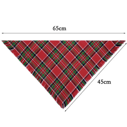 Vivifying Fall Dog Bandana With Tassels Edges Classic Plaid Triangle Dog Apparel Accessories Unny Dog Scarf Costume For Thanksgiving Photo Prop  And Party Decor - Pimmbi