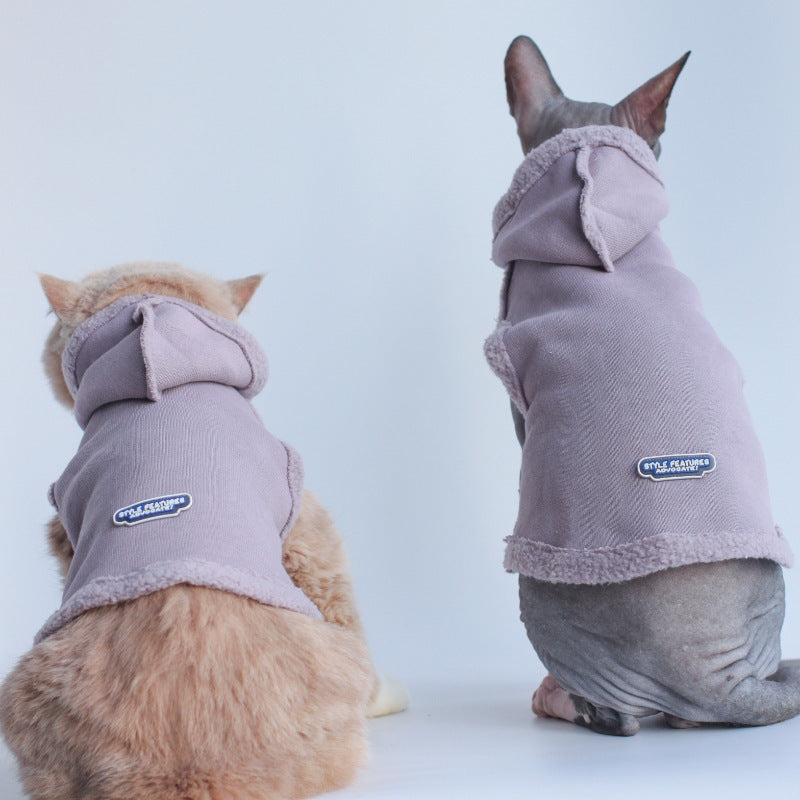 Pet Autumn And Winter Fleece Thickened Warm Hooded Sweater - Pimmbi