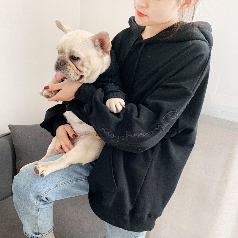 Tide Brand Plus Velvet Three-person Parent-child Dog Costume Male - Pimmbi