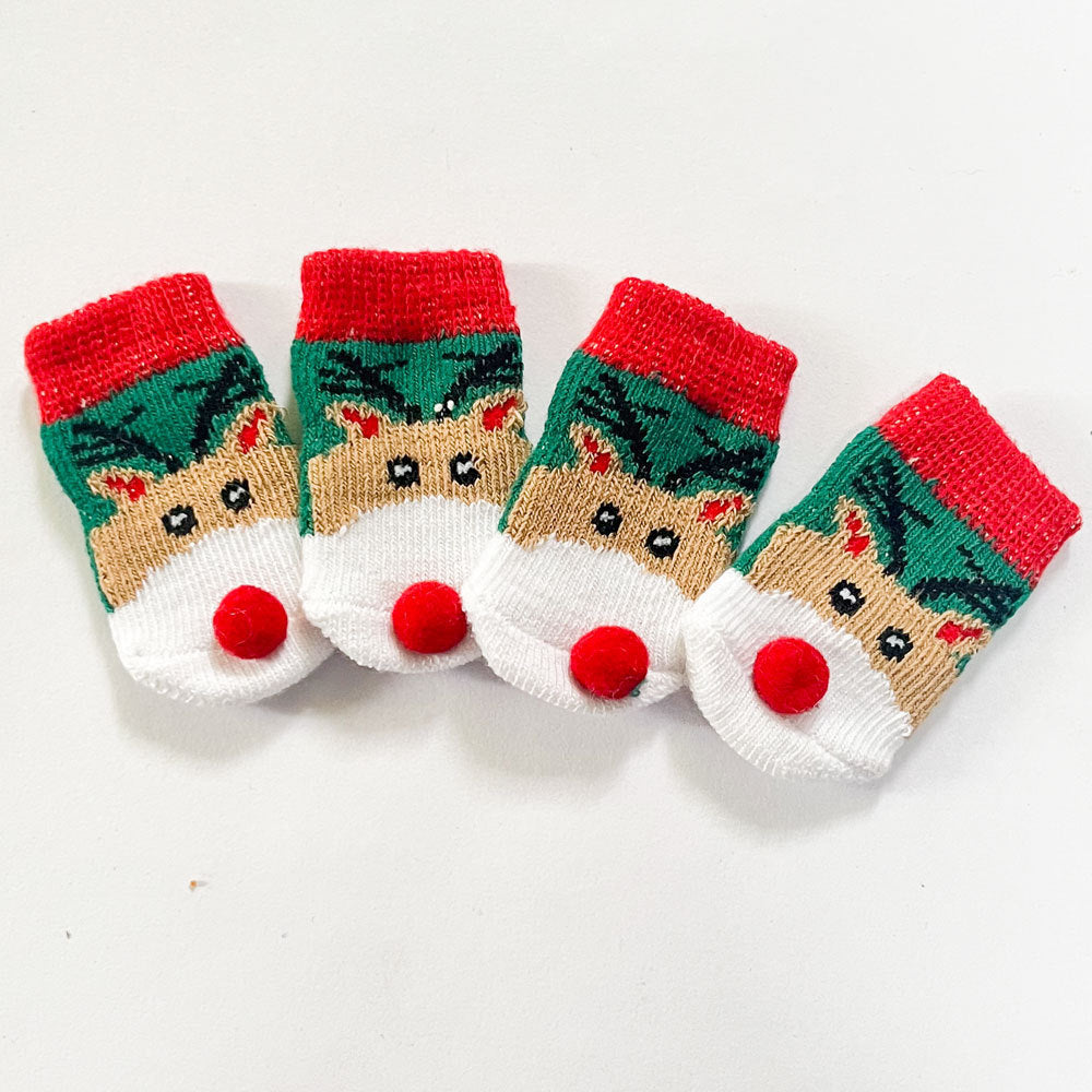 Christmas Pet Dog Socks Santa Claus Elk - Pimmbi