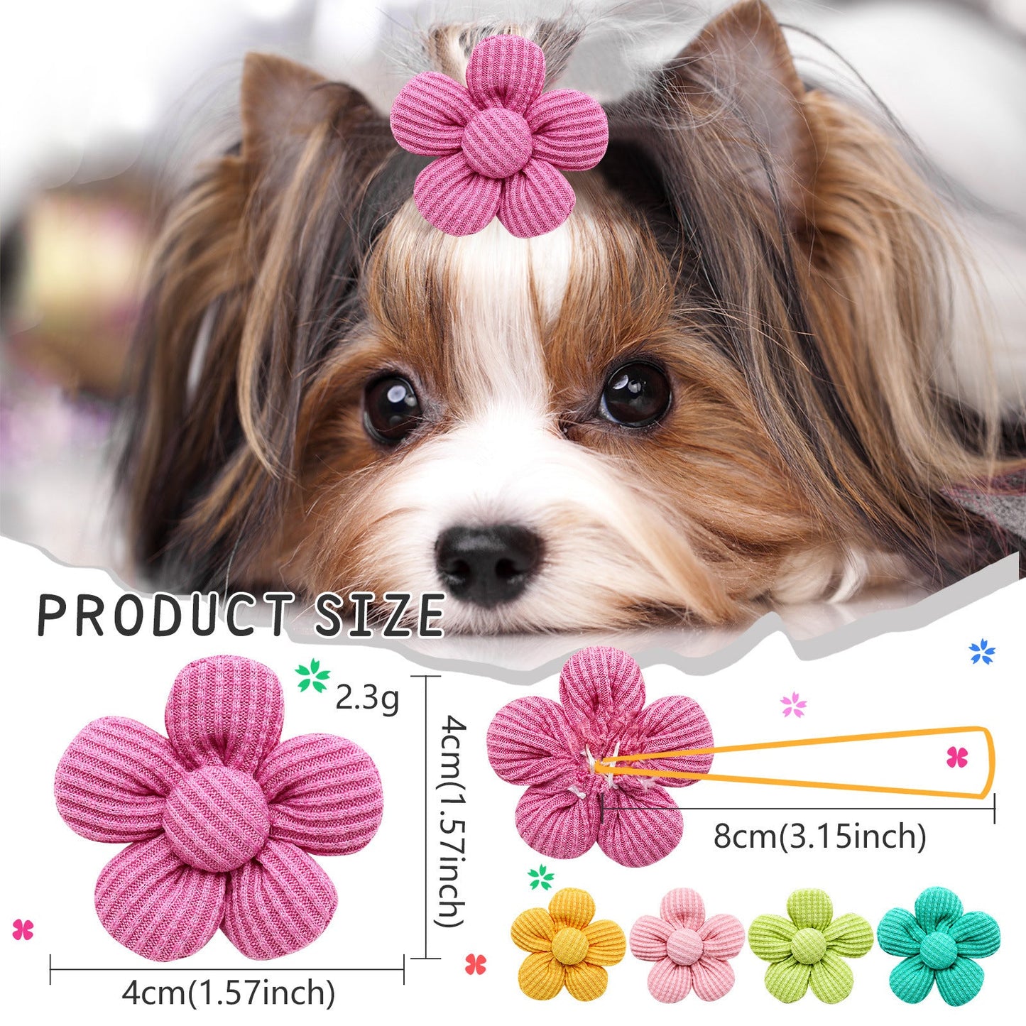 Pet Headdress Flower Spring Flower Solid Color Headdress Flower Dog Cat Accessories - Pimmbi