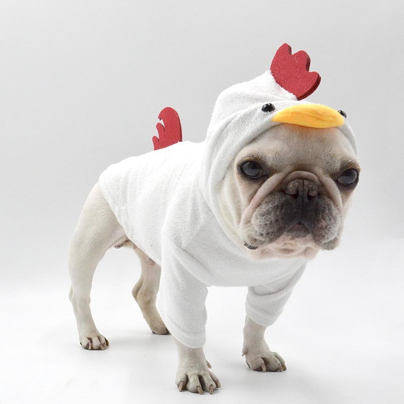 Rooster Style Dog Sweater With Hood Cute Makeover - Pimmbi