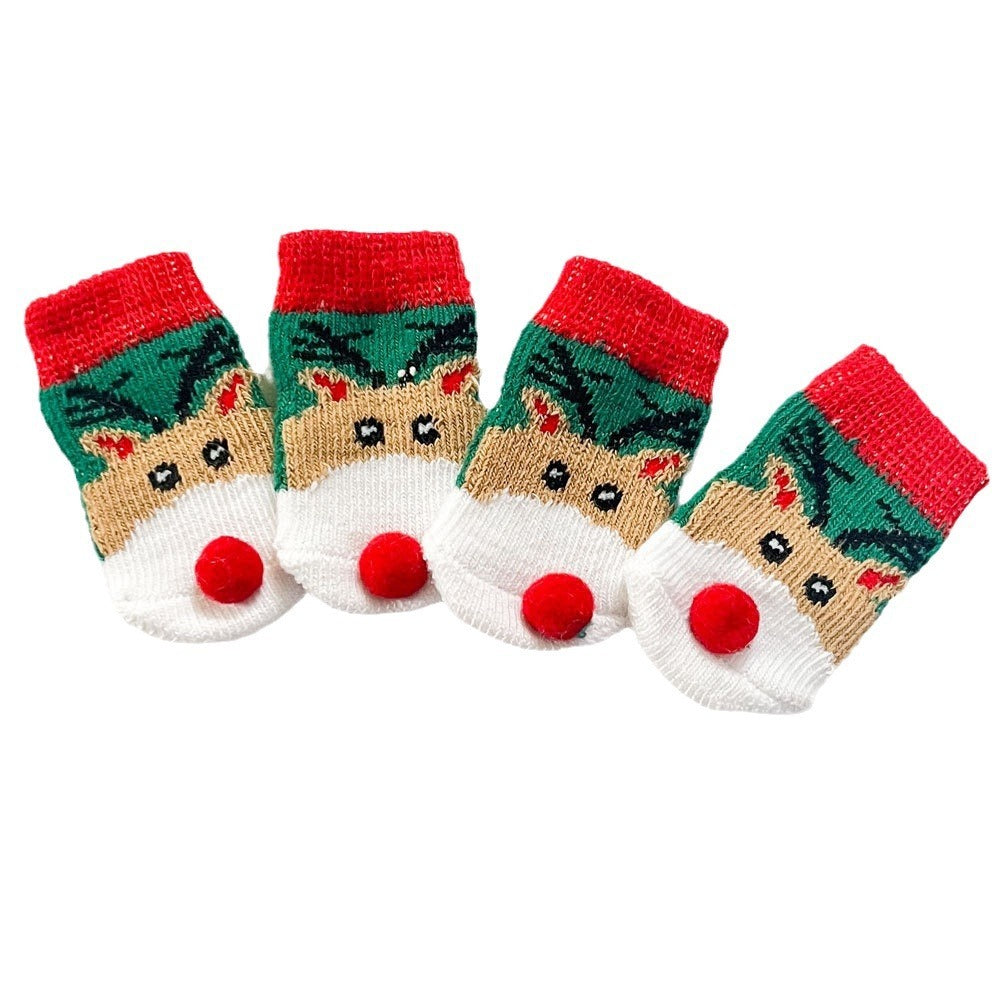 Christmas Pet Dog Socks Santa Claus Elk - Pimmbi