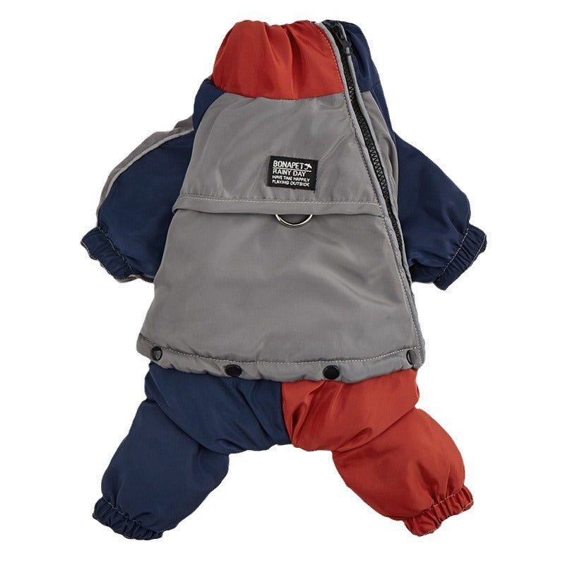 Pet Winter Color Matching Cotton-padded Clothes Dog Medium Large Dog Warm And Comfortable - Pimmbi