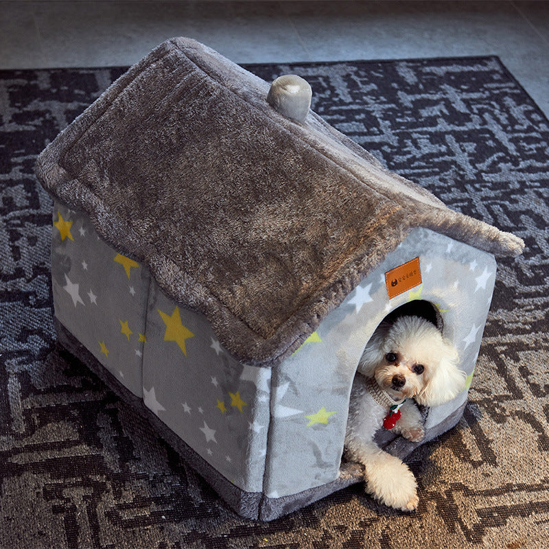 Foldable Dog House Pet Cat Bed Winter Dog Villa Sleep Kennel Removable Nest Warm Enclosed Cave Sofa Pets Supplies - Pimmbi