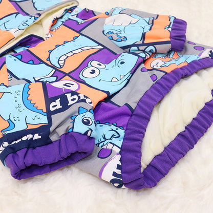 Fadou Plus Velvet Sweater Hooded Cartoon Little Dinosaur Keeps Warm - Pimmbi